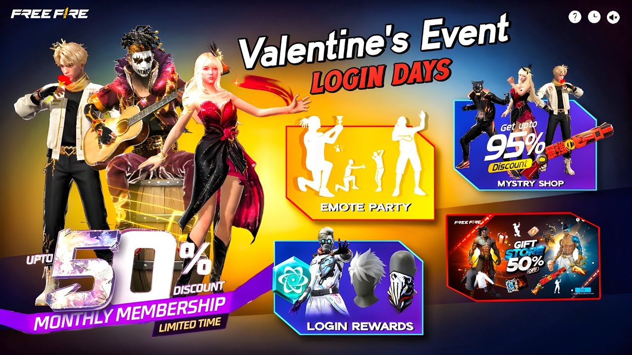 Valentine Event Free Fire 😮💥| lol emote, rose emote | free fire new event | ff new event