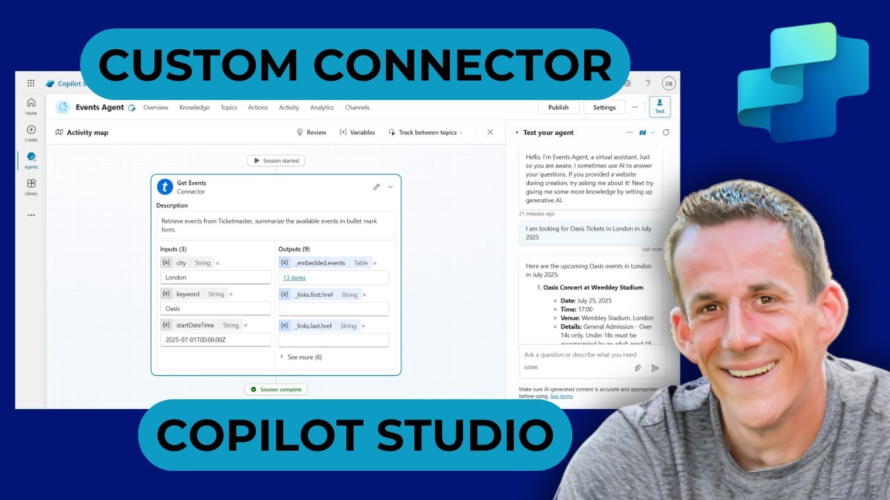 Add an API to your Copilot Studio Agent via Custom Connector | Ticketmaster Event Agent