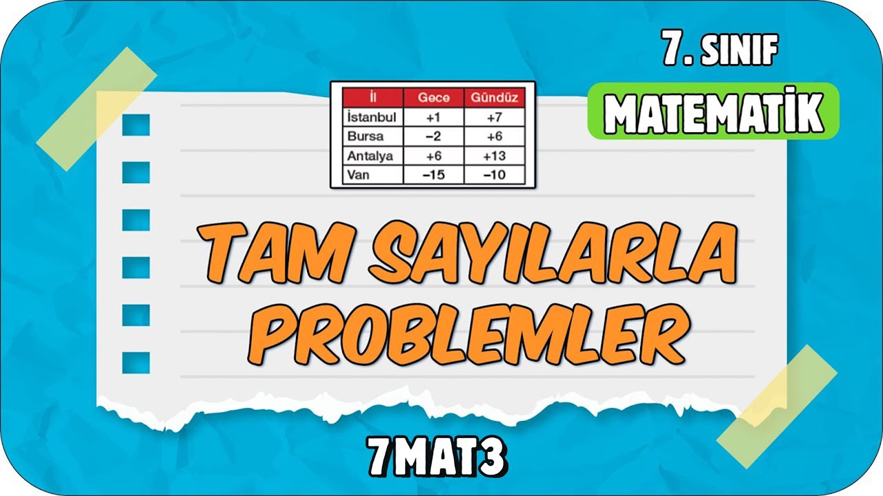 Tam Sayılarla Problemler 📘 7. Sınıf Matematik #2024