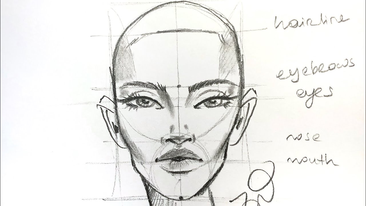 Female Fashion Face Tutorial-Fashion sketch tutorial by ZEYNEP DENIZ