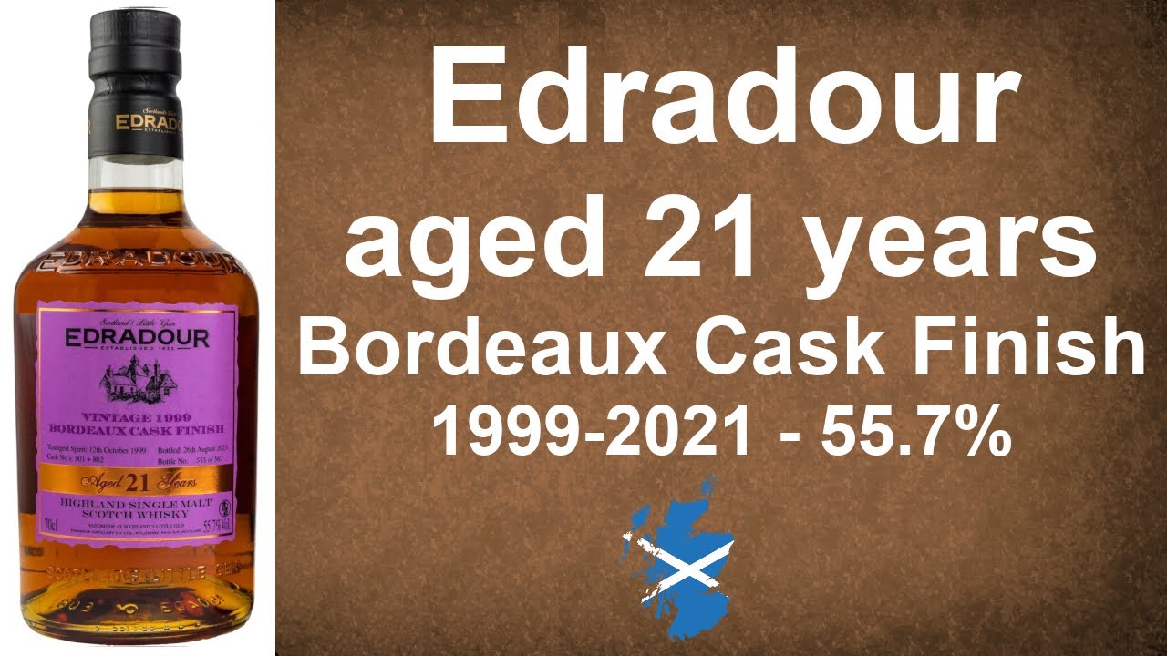 Edradour aged 21 years Bordeaux Cask Finish 1999-2021 Single Malt Scotch Whisky Review - WhiskyJason