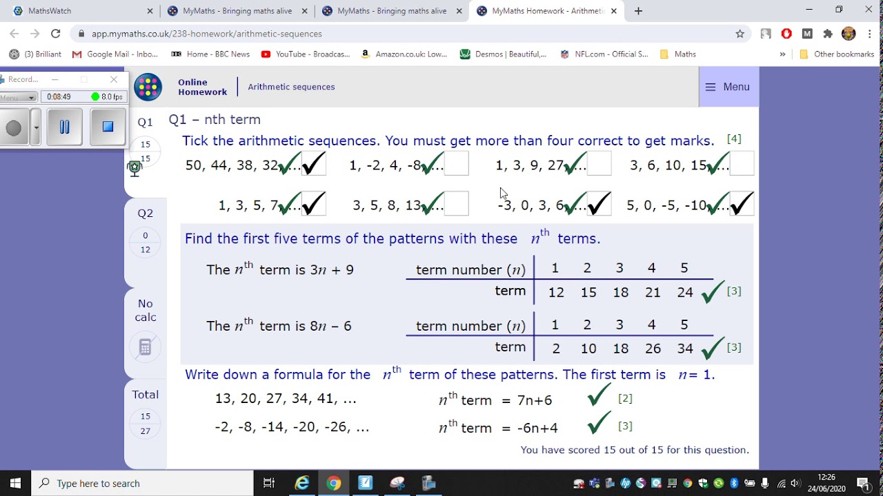 Arithmetic Sequences Mymaths