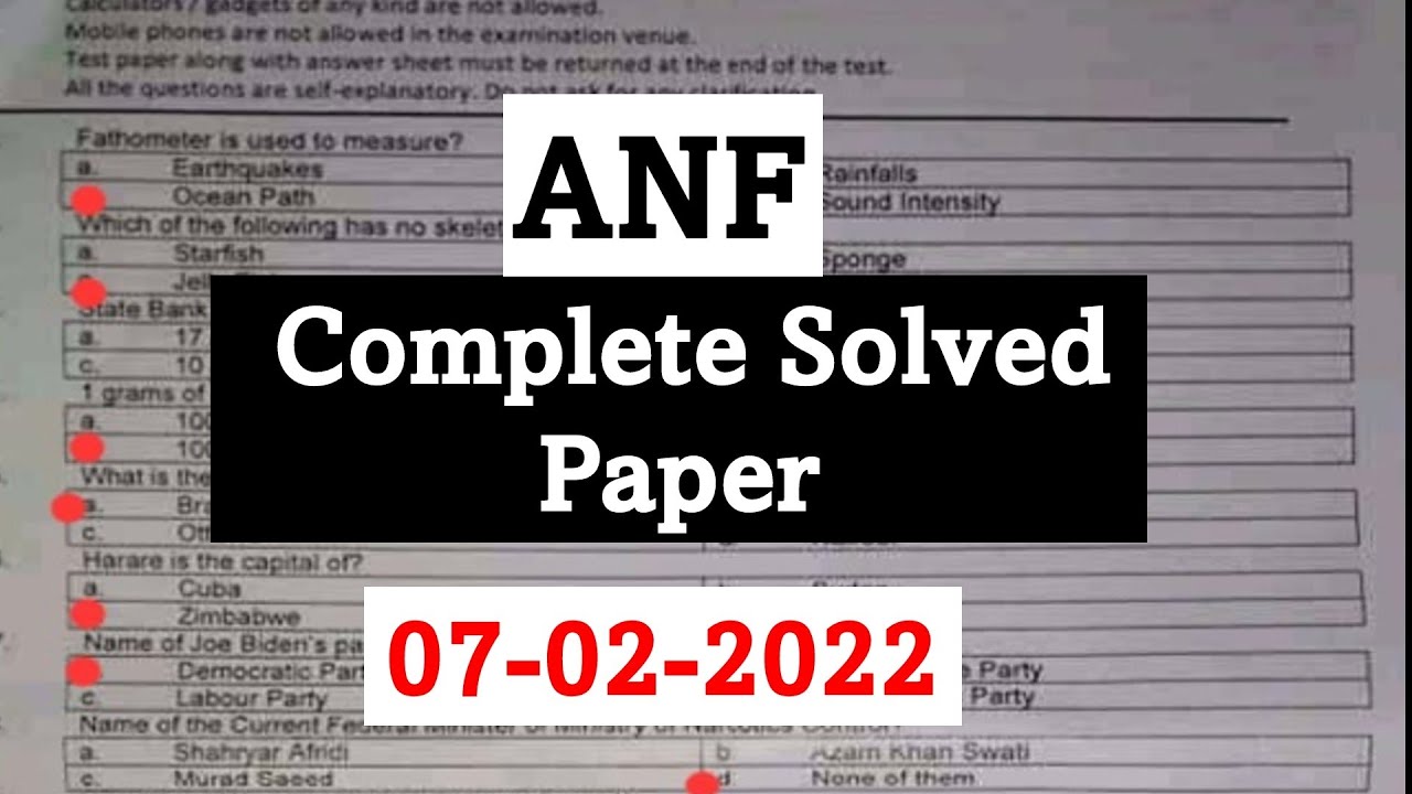 ANF Complete Solved Paper 07-02-2022 || anf full solved paper for asi, si, udc, ldc, constable