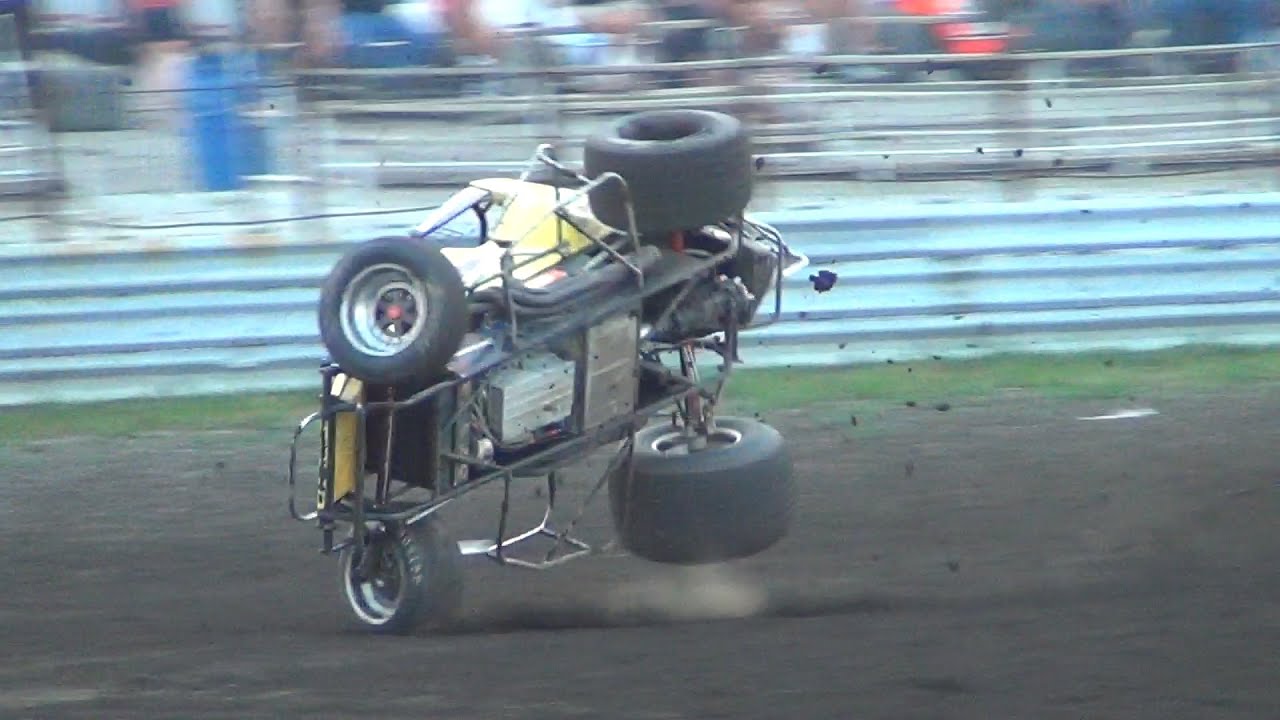 Justin Owen Crash 6-27-14 (Gas City Speedway)
