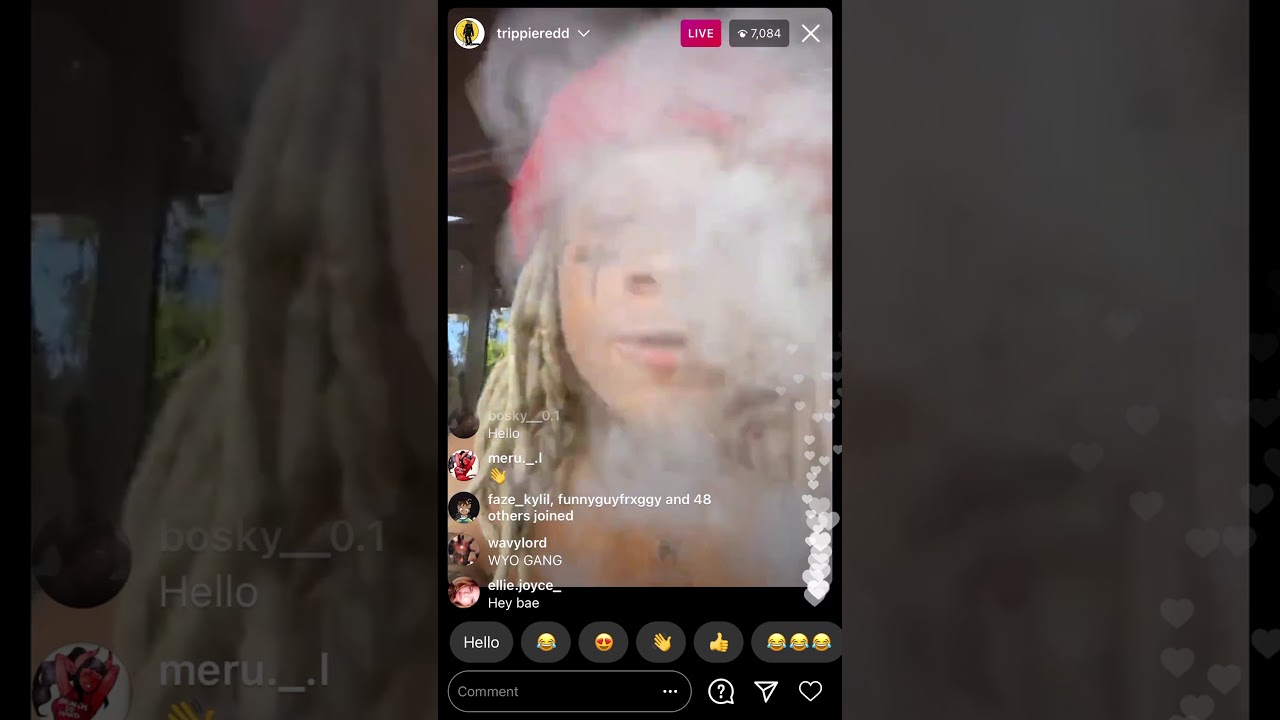 Trippie Redd smoking a blunt and chilling on live
