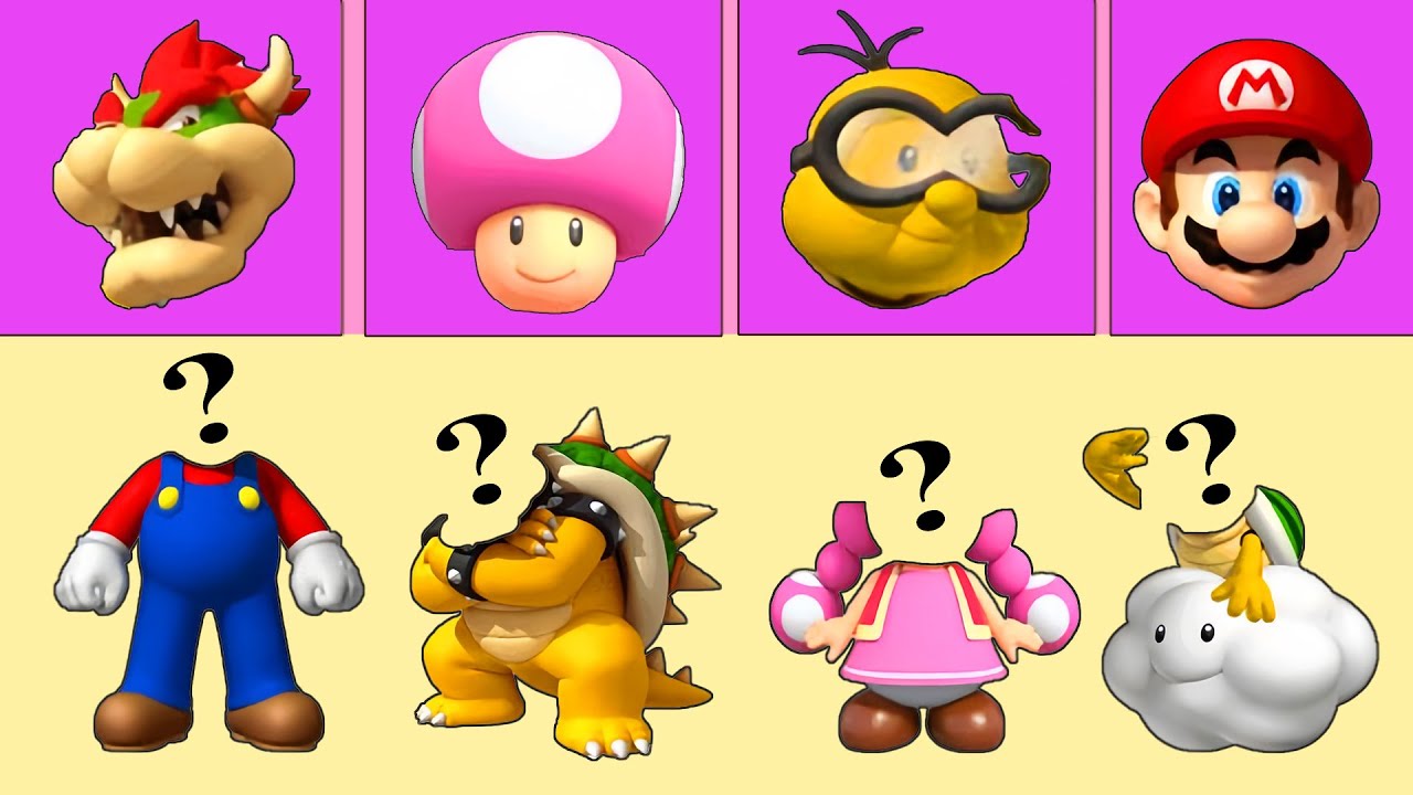 Let’s Mini Game! Can You Match the Heads and Bodies to Complete Mario, Bowser, Toad and Koppa? | Fun