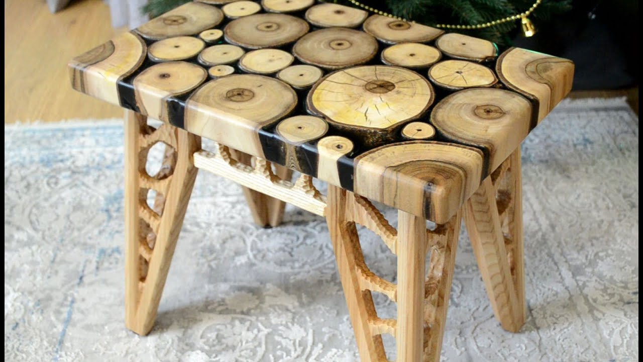 Ash and Walnut step stool