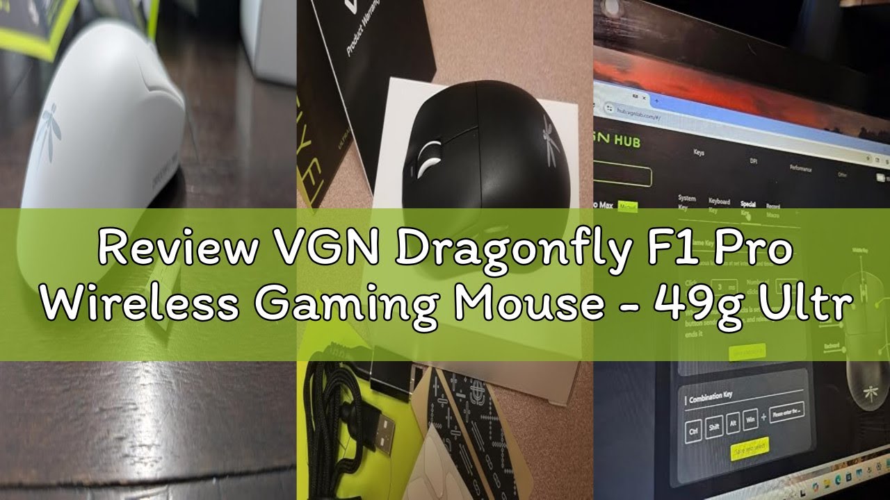 Review VGN Dragonfly F1 Pro Wireless Gaming Mouse - 49g Ultra-Lightweight, 26K DPI Optical Sensor, 6