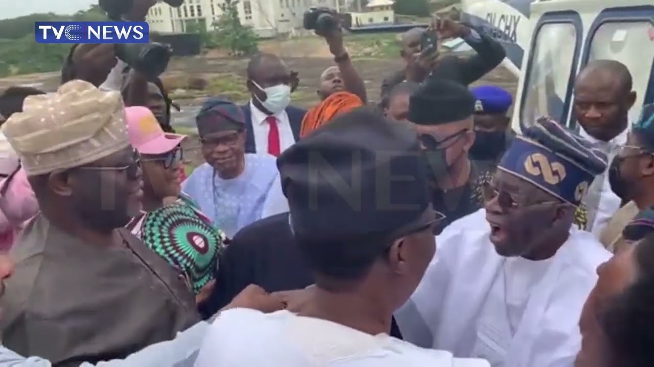 (WATCH) Dapo Abiodun, Gbenga Daniel, Others Welcome Tinubu As He Visit Ogun State