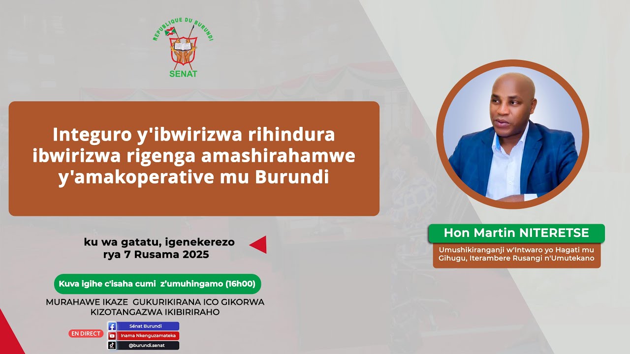 Kurikirana Integuro y'ibwirizwa rihindura ibwirizwa rigenga amashirahamwe y'amakoperative mu Burundi