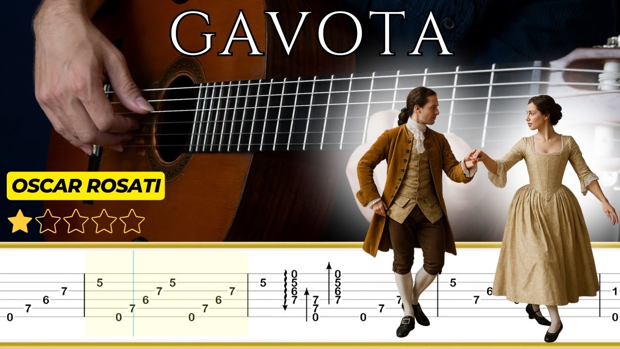 GAVOTA 🎸 Oscar Rosati || Tutorial para Guitarra Cl&aacute;sica + TABS