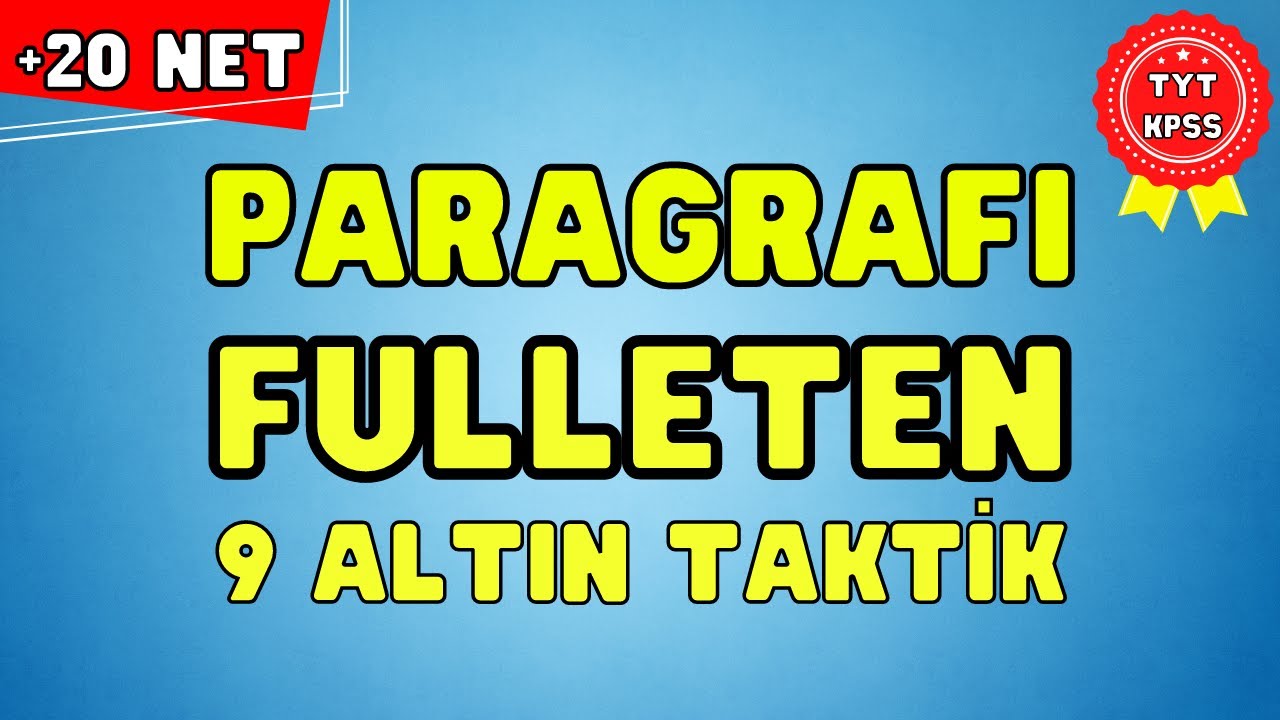 Paragrafı FULLETEN 9 Altın Taktik | TYT - KPSS |  Kutlu Hoca Türkçe