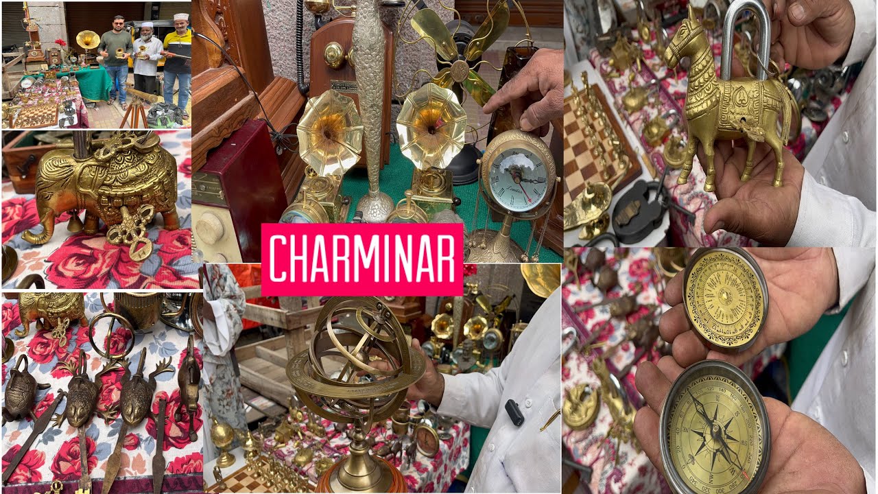 Charminar famous Sunday Bazaar all antique items available locks, globe, and many more Hyderabad🔥🔥🔥🔥