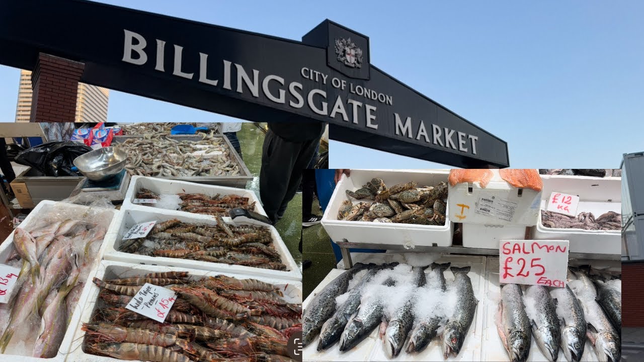Fresh Seafood market in London | Billingsgate Market London .