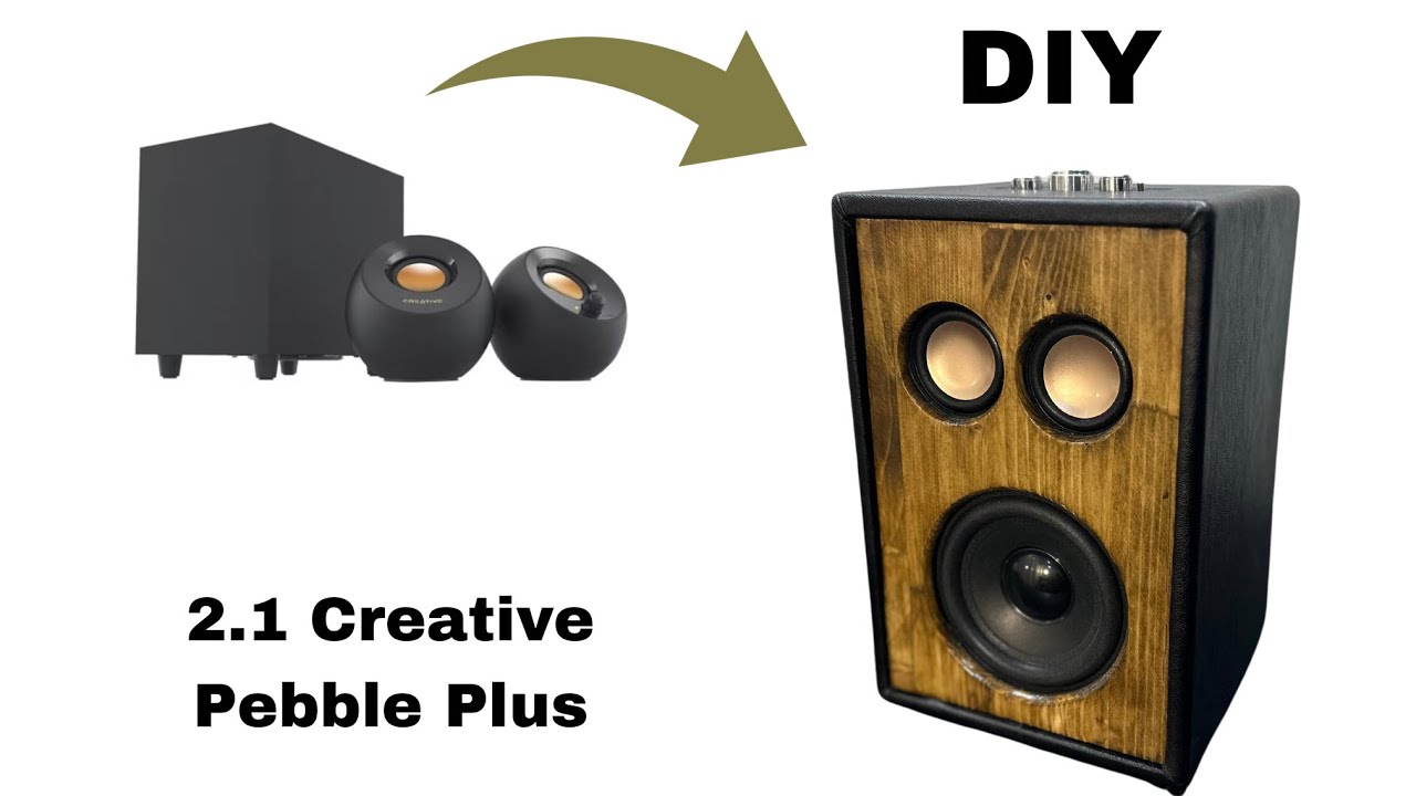 How to make a portable bluetooth speaker from creative pebble plus 2.1 and  (YS-E100L) DIY