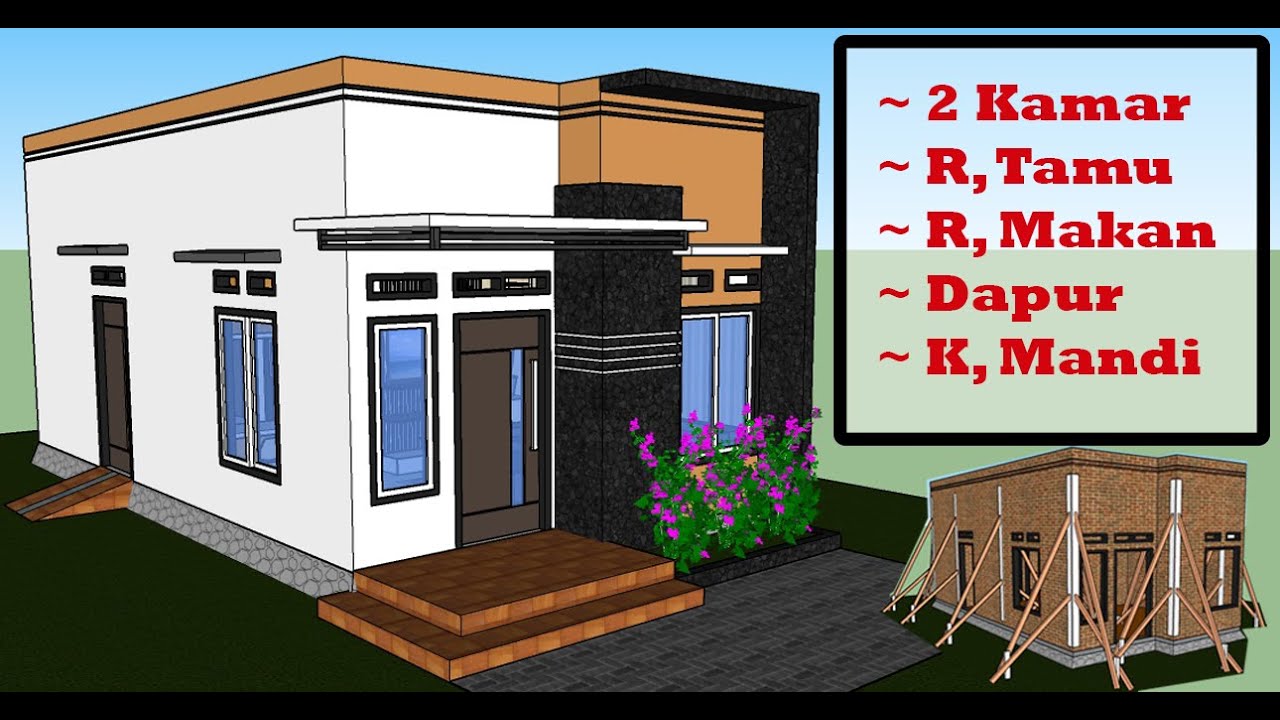 Desain Rumah Minimalis 4x8 Meter 2 Kamar Tidur - JDRG OFFICIAL