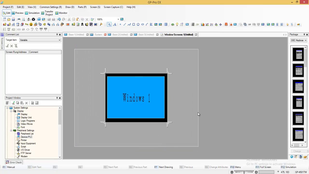 Proface hmi windows screen and switch screen