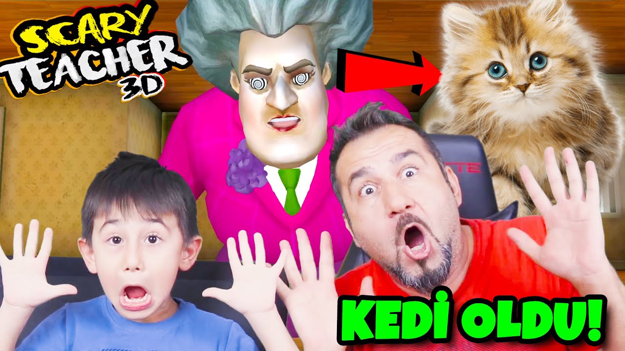KIZGIN ÖĞRETMENİ HİPNOZ ETTİK KEDİ OLDU! | SCARY TEACHER 3D OYNUYORUZ!