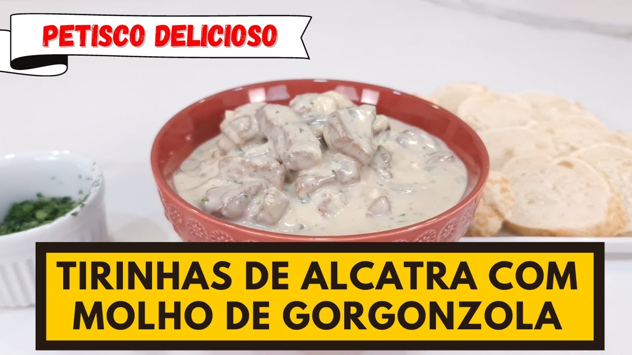 TIRINHAS DE ALCATRA COM MOLHO DE GORGONZOLA