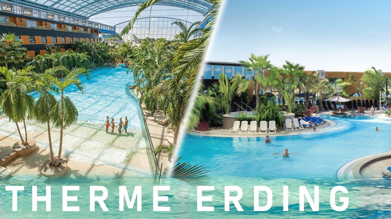 THERME ERDING & GALAXY ERDING - Impressionen (Attraktionen bei Tag/Nacht: Therme, Wellenbad) 4K 2020