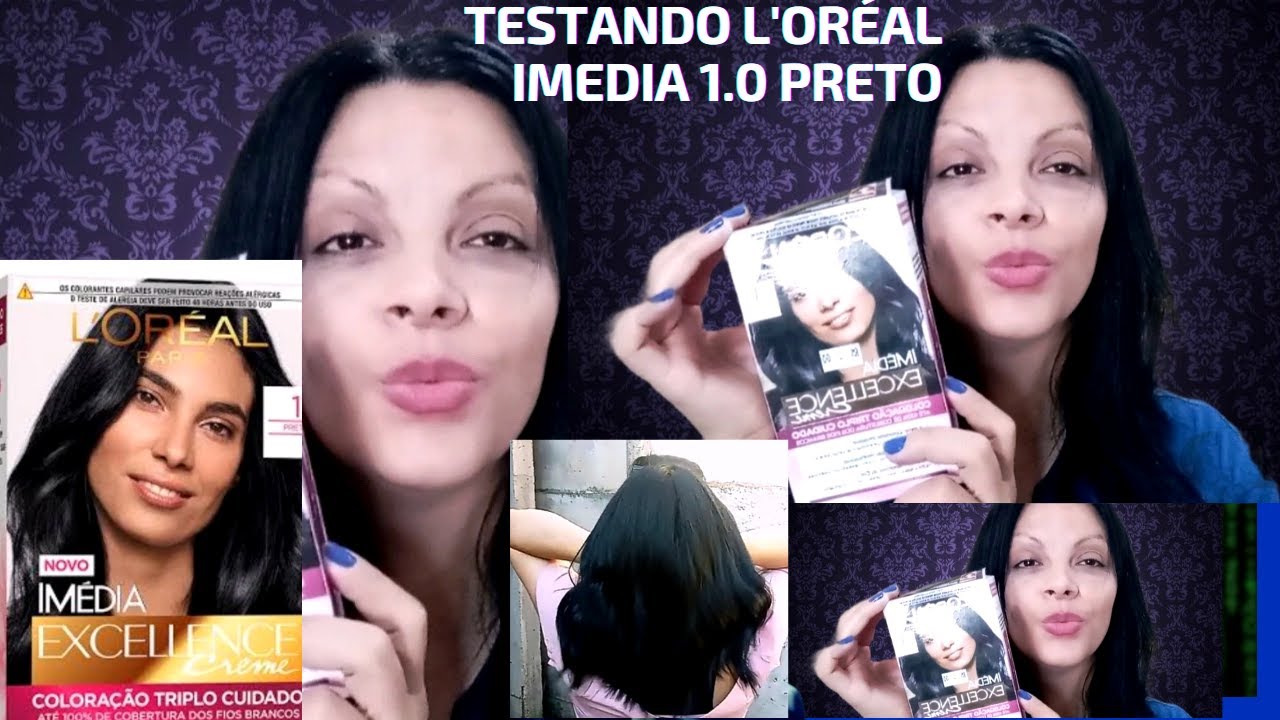 USEI A MELHOR TINTA L'ORÉAL IMĖDIA  1.0 PRETO #cabelos #pintandocabeloemcasa #cabelosaudavel #makeup
