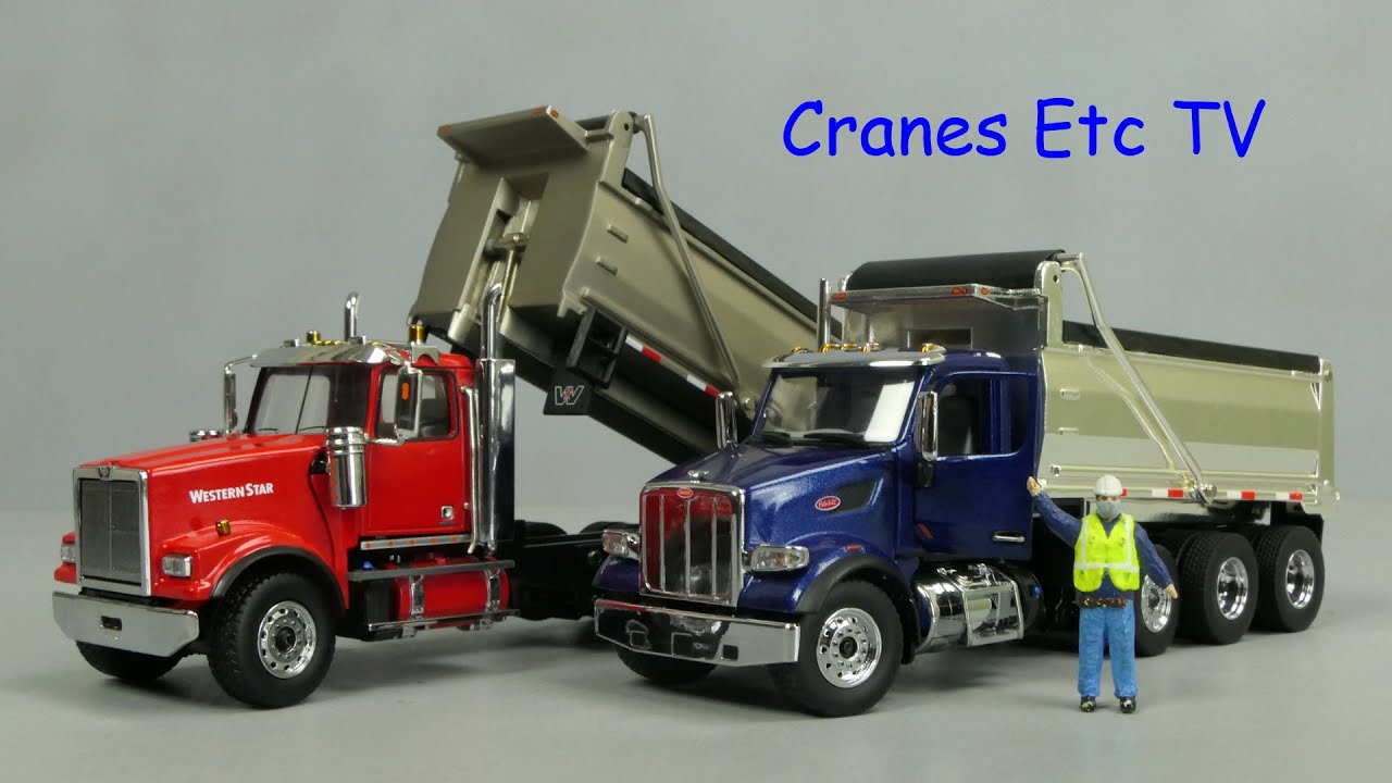 Diecast Masters Western Star and Peterbilt Dump Trucks by Cranes Etc TV