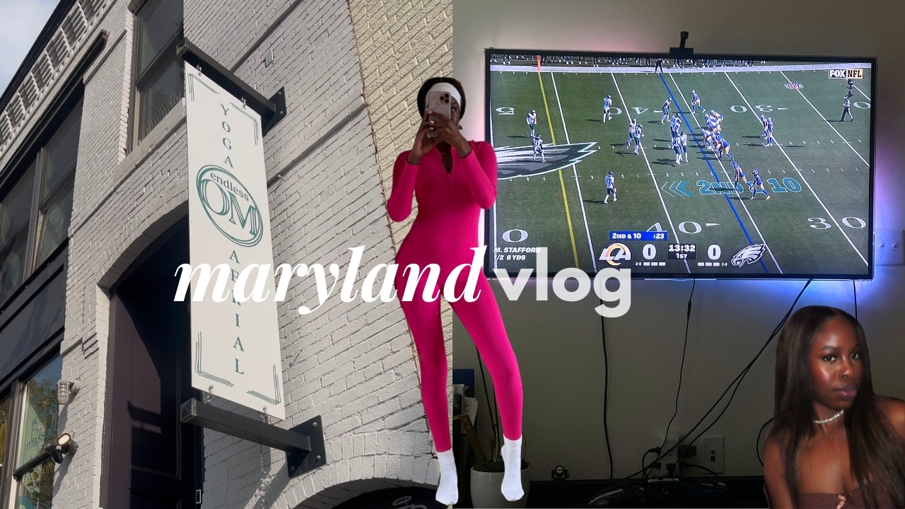 WEEKEND IN MARYLAND VLOG | AERIAL YOGA, GRAD PARTY, COLLEGE FRIENDS, WATCHING EAGLES GAME & MORE