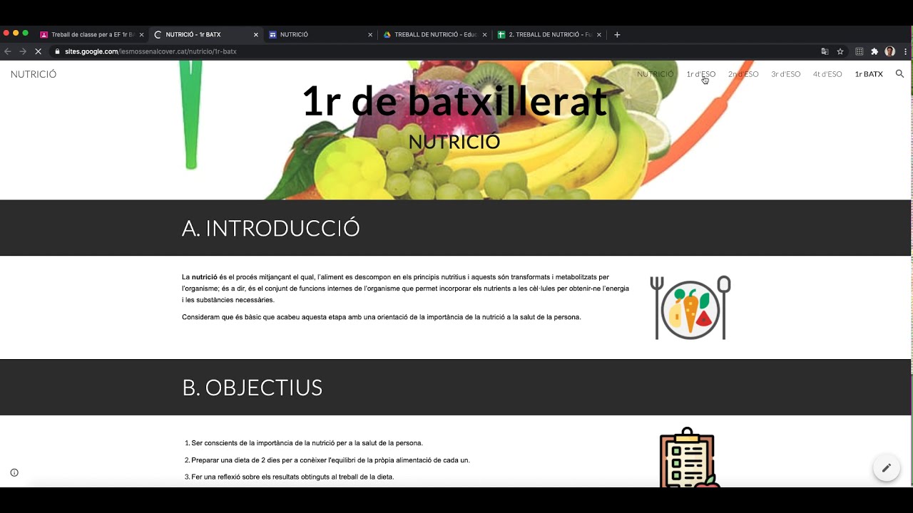 Tutorial treball de nutrició (1r batxillerat)