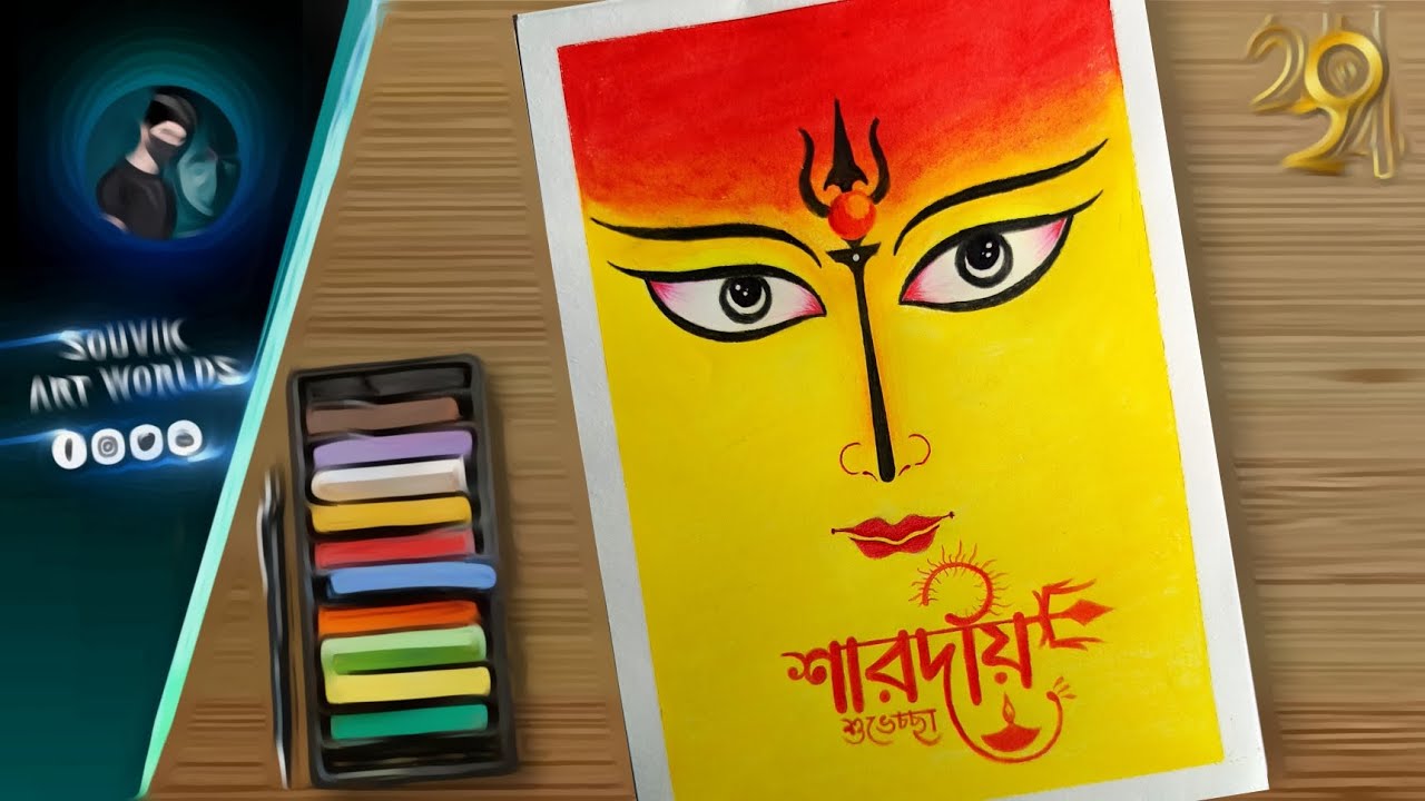 শারদীয় শুভেচ্ছা / Durga Puja Scenery Drawing / Sarat Hritu Special Drawing / দূর্গা পূজার ছবি আঁকা