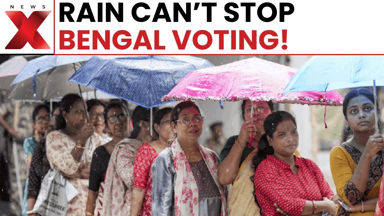 Viral Scenes Show Bengal Voters Standing Firm Through Rain At Polling Booths