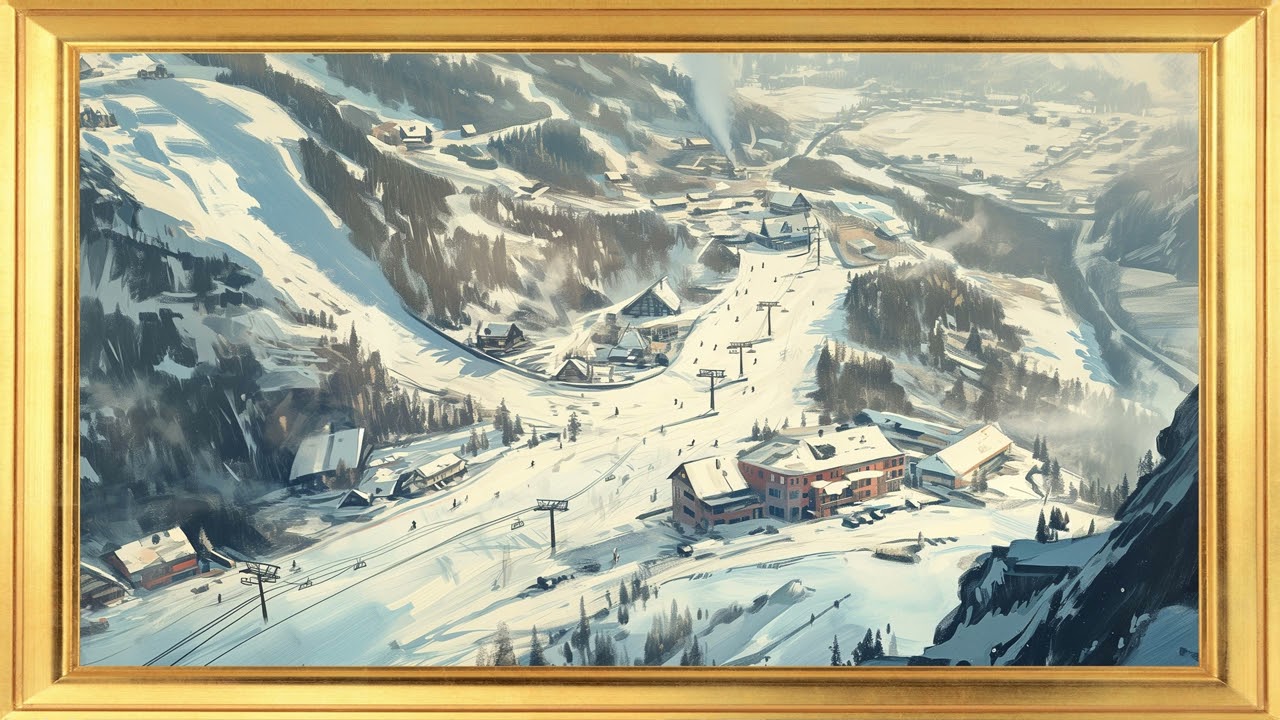 Vintage Ski Resort Art | Retro Winter Sports Design | Frame TV & Screensaver Display in 4K UHD #006