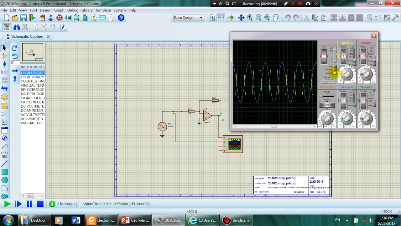 Sử Dụng Oscilloscope trên Proteus ĐHBKHN