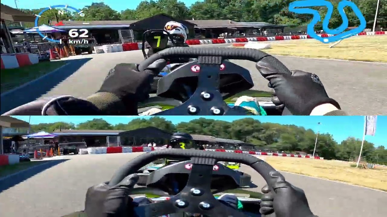 karten bij kartcircuit Oldenzaal (split screen)