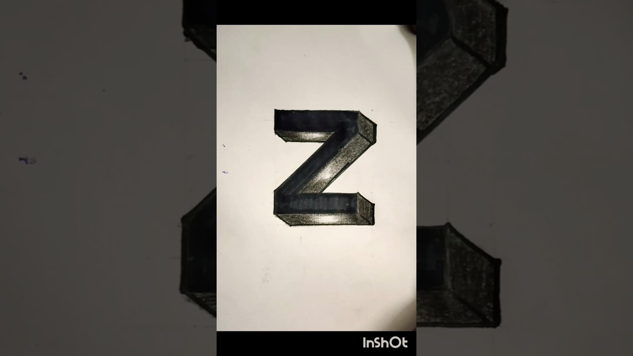 3D Letter Writing - Letter z Writing - Calligraphy Writing 🩶🖤🩶🖤
