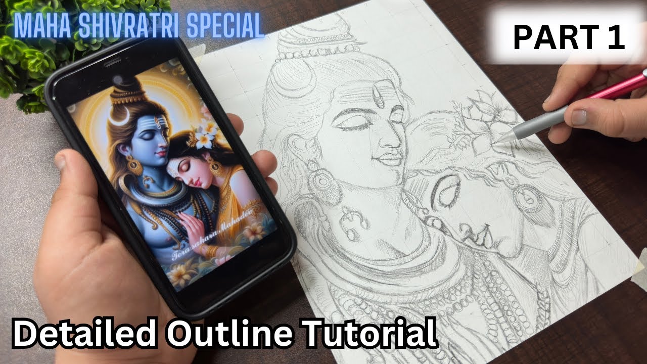How to draw Shiv Ji || SHIV JI & PARVATI JI || Mahashivratri Drawing || PART 1 ||Outline Tutorial