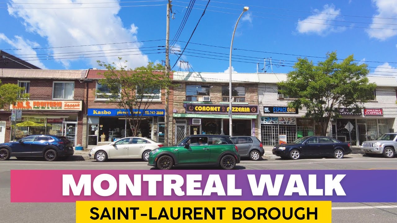 Montreal Walk Tour of Saint Laurent Borough - Part II - 4K Summer