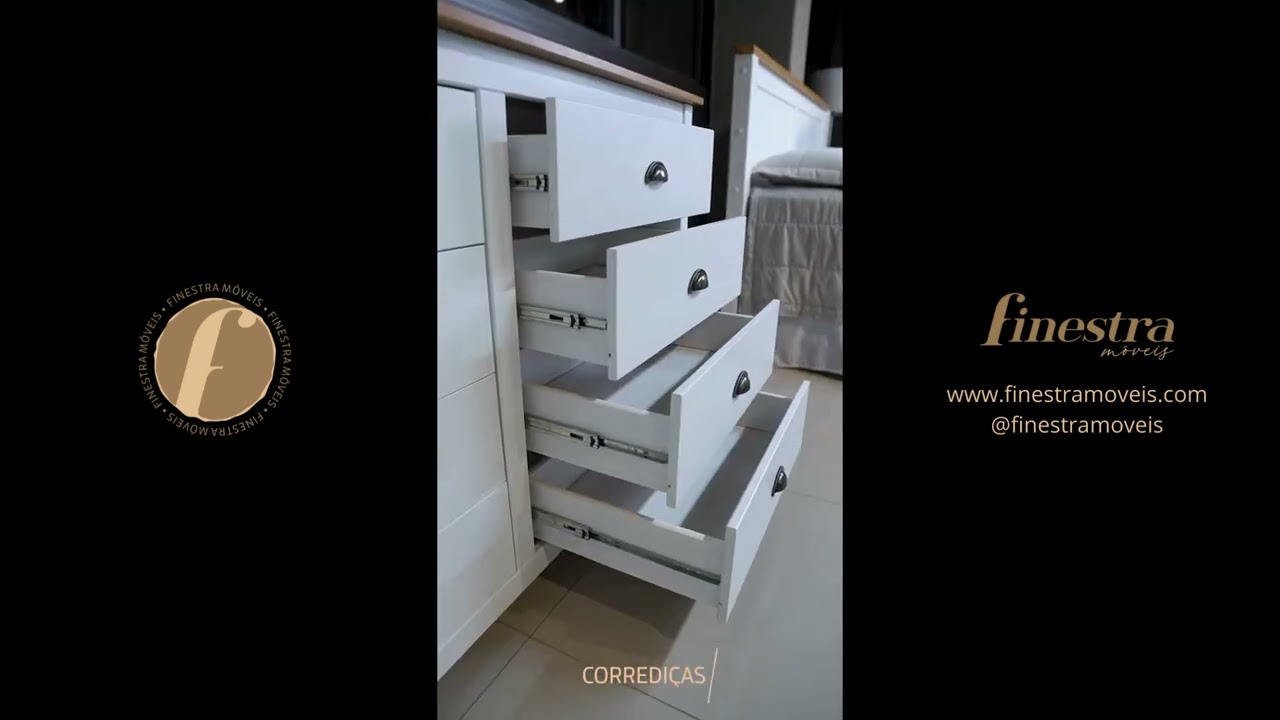 C&ocirc;moda com 8 Gavetas Linha Top&aacute;zio - Finestra M&oacute;veis - Madeira Maci&ccedil;a