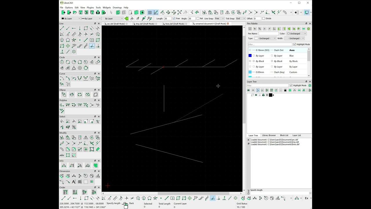 LibreCAD Angle to Line Action