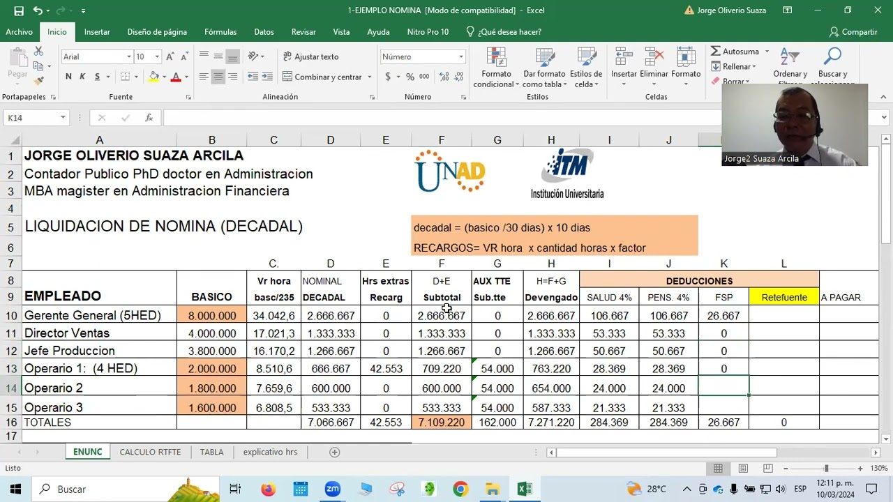 LIQUIDACION Y CONTABILIZACION NOMINA AÑO 2024