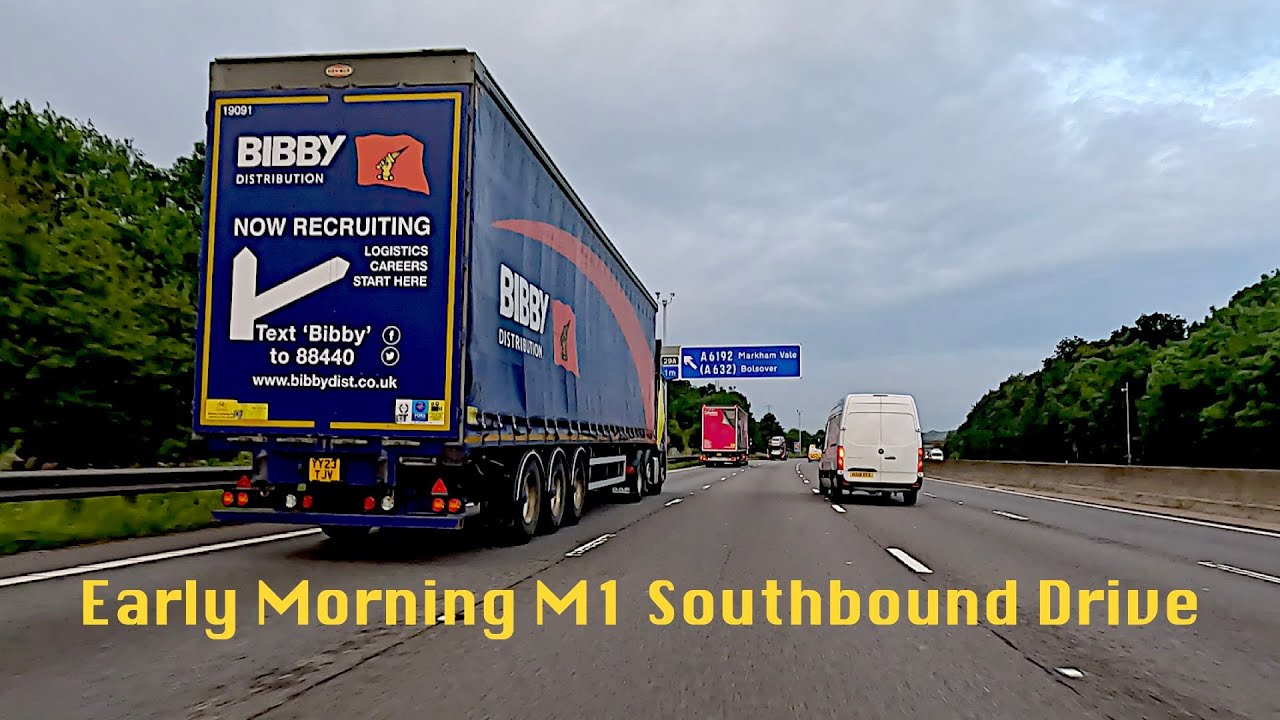 Early Morning M1 Motorway Drive From Junction 37 To 28