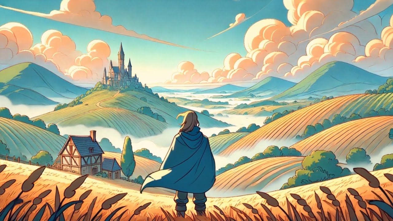 🎧 Fantasy Village Under Drifting Clouds | Peaceful Fantasy Music Animation