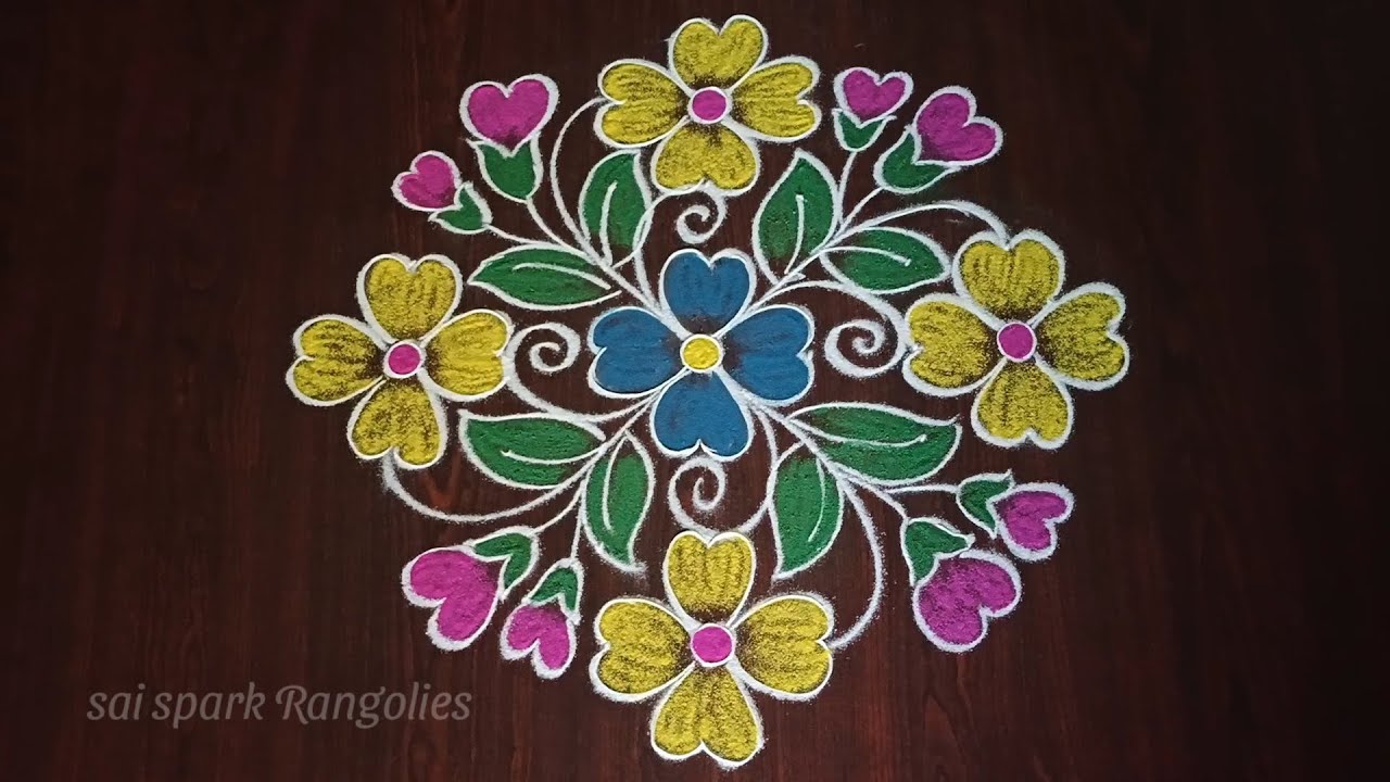 big rangoli designs | big flower kolangal | big pulli kolangal @saisparkrangolies