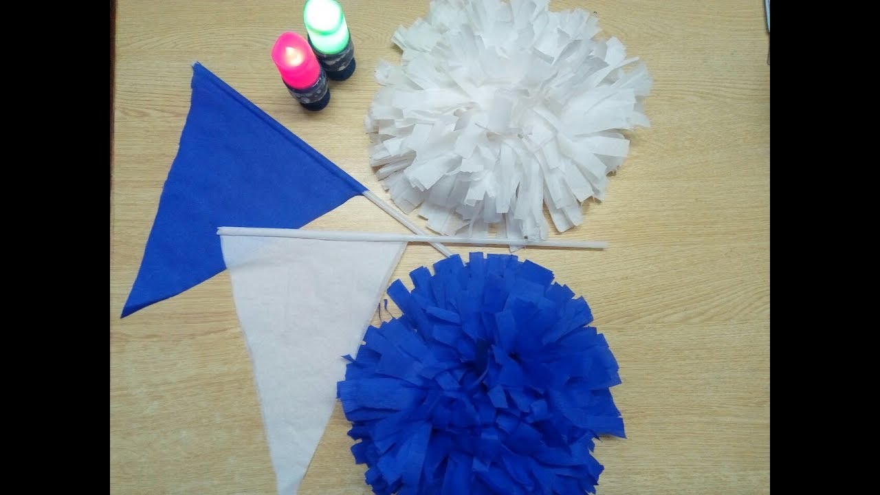 DIY Crepe Paper Sports Day Accessories | Flags and Pompoms out of Crepe Paper | Art Craft and Health