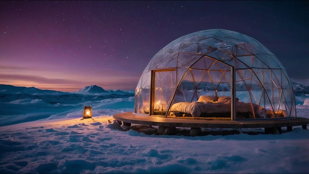 Arctic Glass Igloo Night ❄️✨ | Cozy Lantern Glow, Stars & Deep Sleep Ambience
