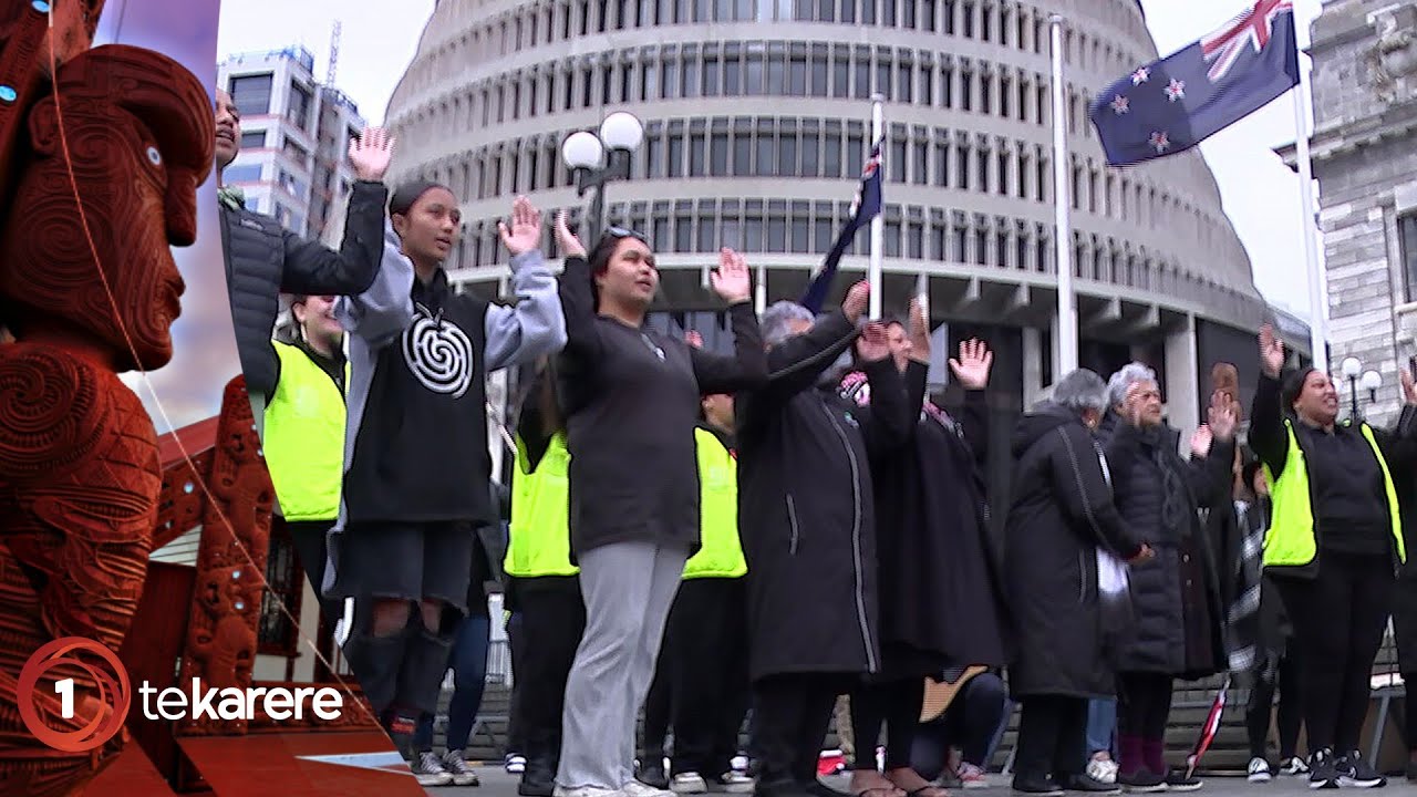 Ngāi Te Rangi protest at Parliament, demanding treaty claim resolution