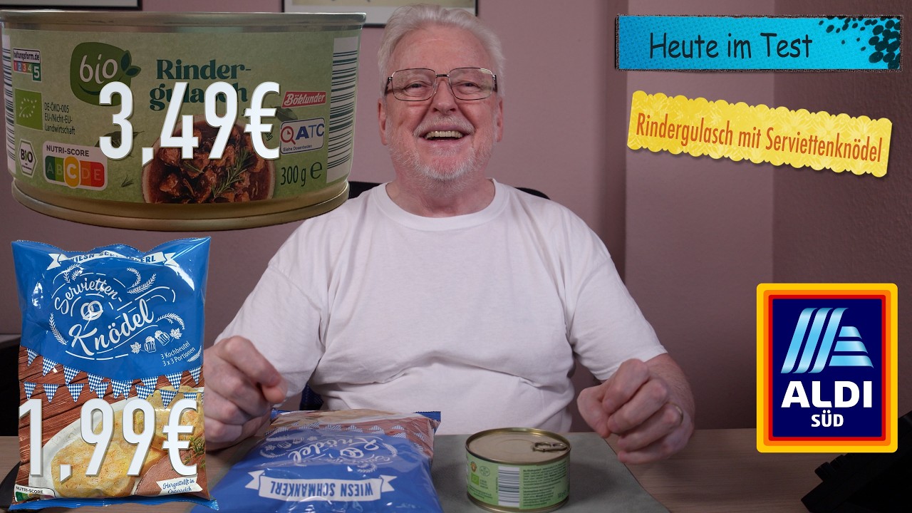 Rindergulasch aus der Dose mit Servietten Knödel - Fertiggericht