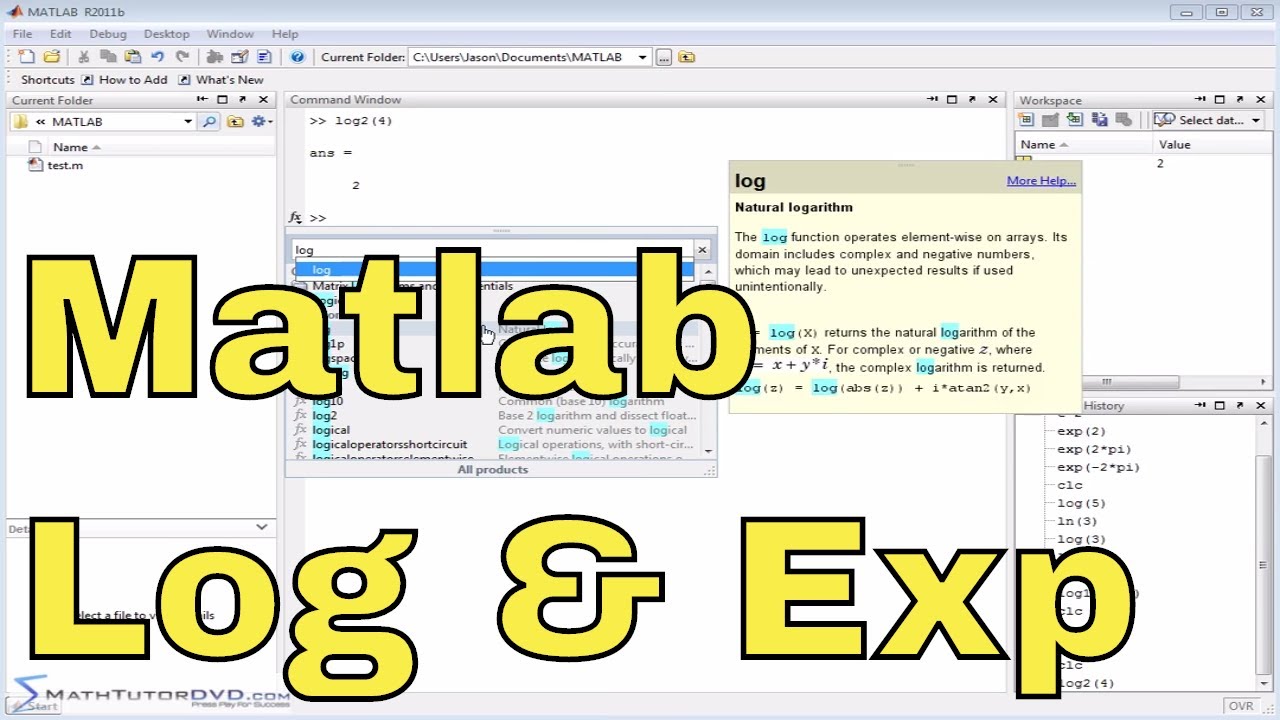 Matlab Online Tutorial - 18 - Exponentials and Logarithms