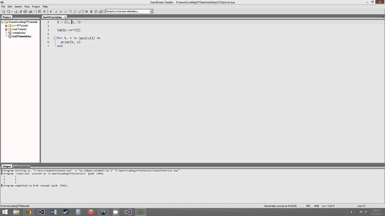 Lua 5.2 Tutorial 18: The Table Library