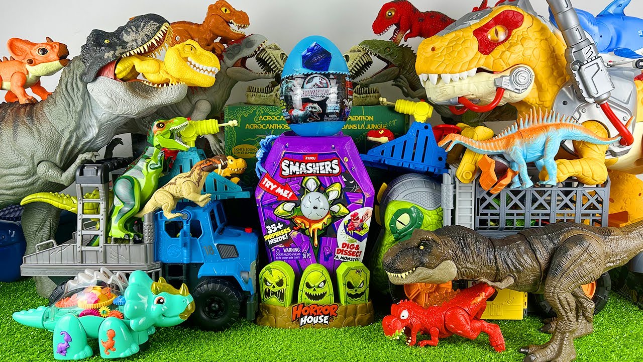 Jurassic World Unboxing Review Asmr Dinosaur T-rex Spino Triceratops Zuru Smashes Zombie Suprise