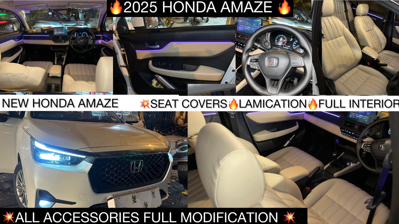 2025 Honda Amaze facelift Modification🔥Honda Amaze Accessories seat covers💥Interior💥GFX floor mats